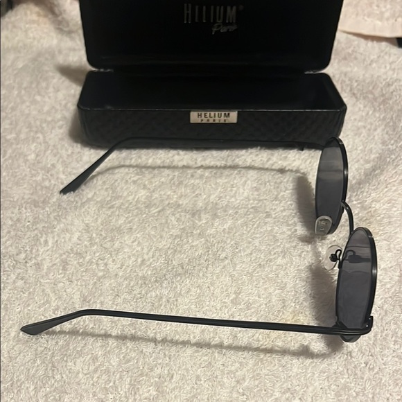 Helium Paris Round Black Sunglasses and Case - Picture 6 of 7